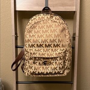 Michael Kors Signature Tan and Brown Backpack